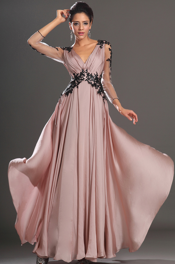Medium Naturlig Talje Blonder Chiffon Stram kjole Elegant Aften kjole