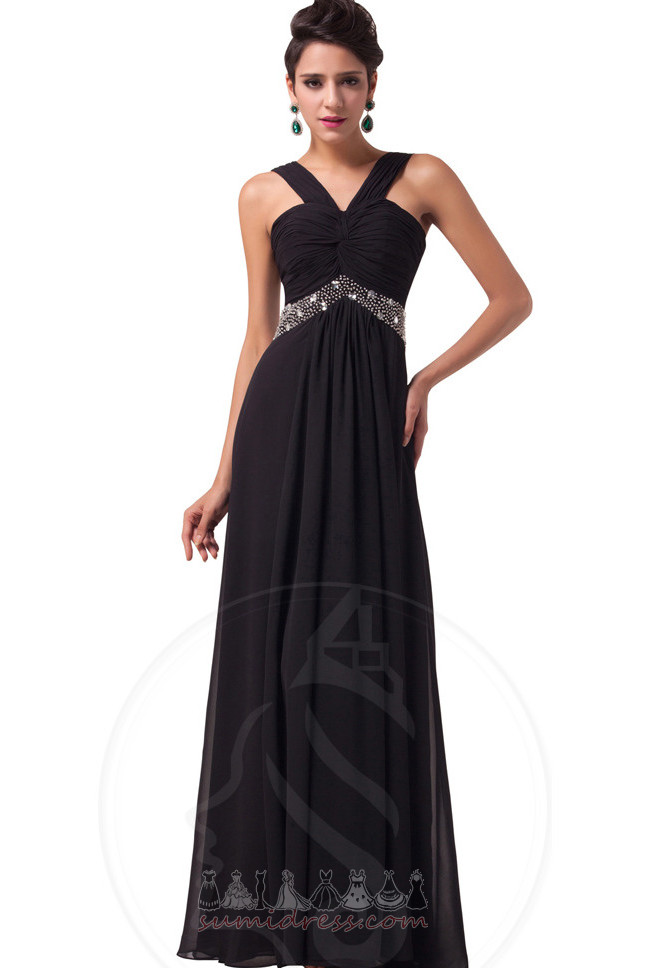 Medium Pleated Bodice Floor Length Lace-up Pleated Chiffon Party Dress