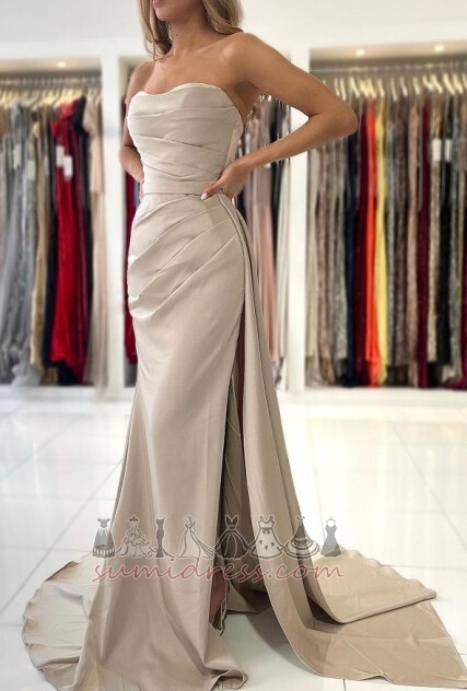 Medium Satin Sleeveless Mermaid Simple Strapless Evening Dress
