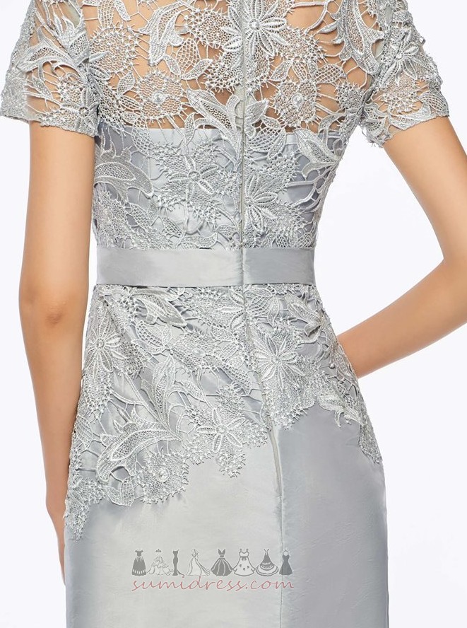 Medium Short Sleeves Zipper Up Lace Illusion Sleeves Natural Waist The mother of the bride Dress