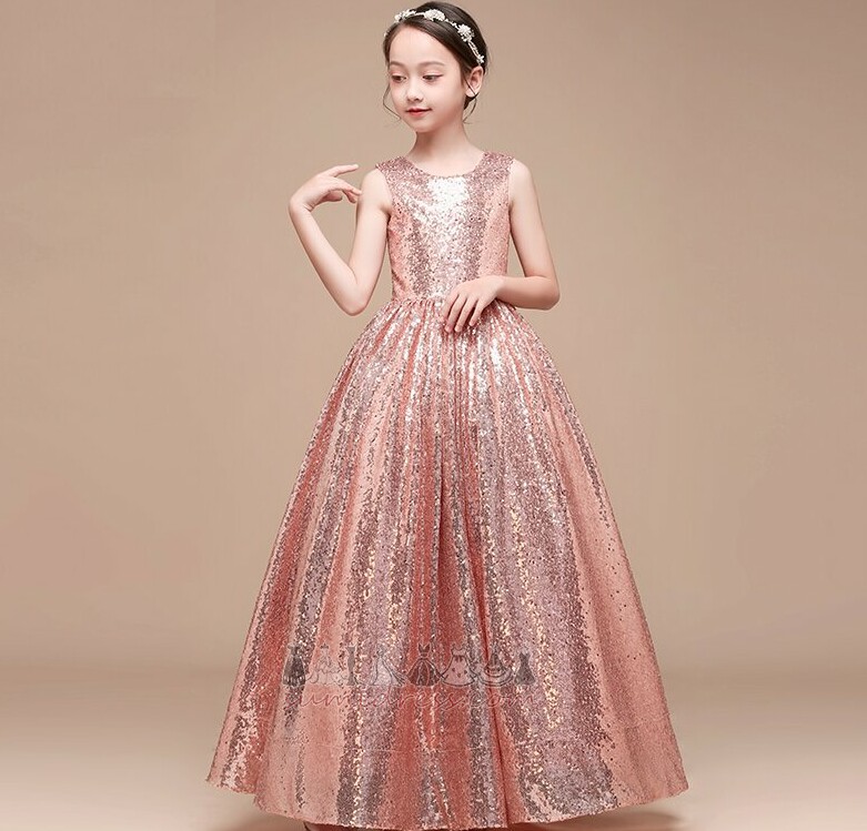 Medium Show/Performance Natural Waist Sleeveless Jewel Floor Length Flower Girl Dress