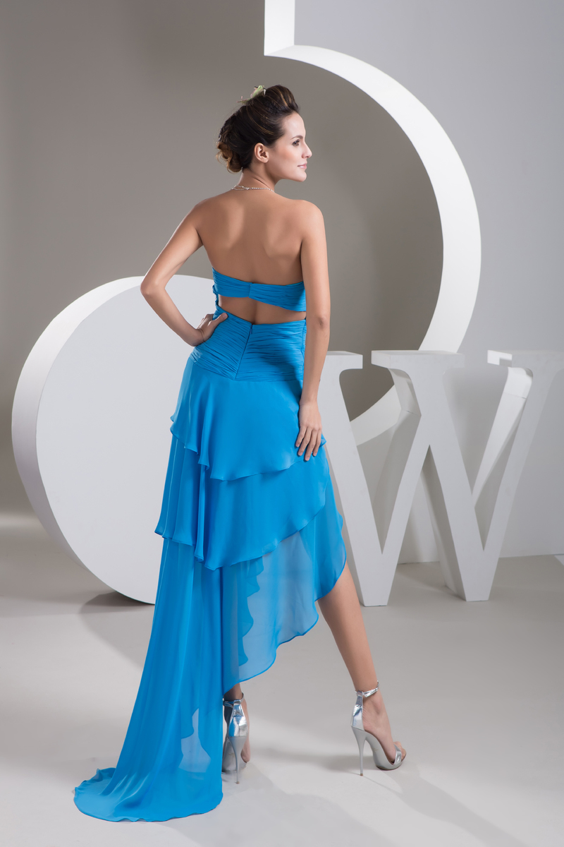 Medium Sleeveless Asymmetrical Strapless Backless Natural Waist Cocktail Dress