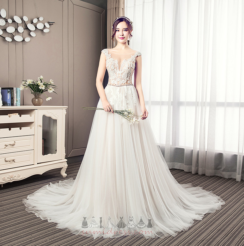 Mežģīņu pārklājuma Garš Bumbieri Rudens Līnija Mežģīnes Kāzu kleita