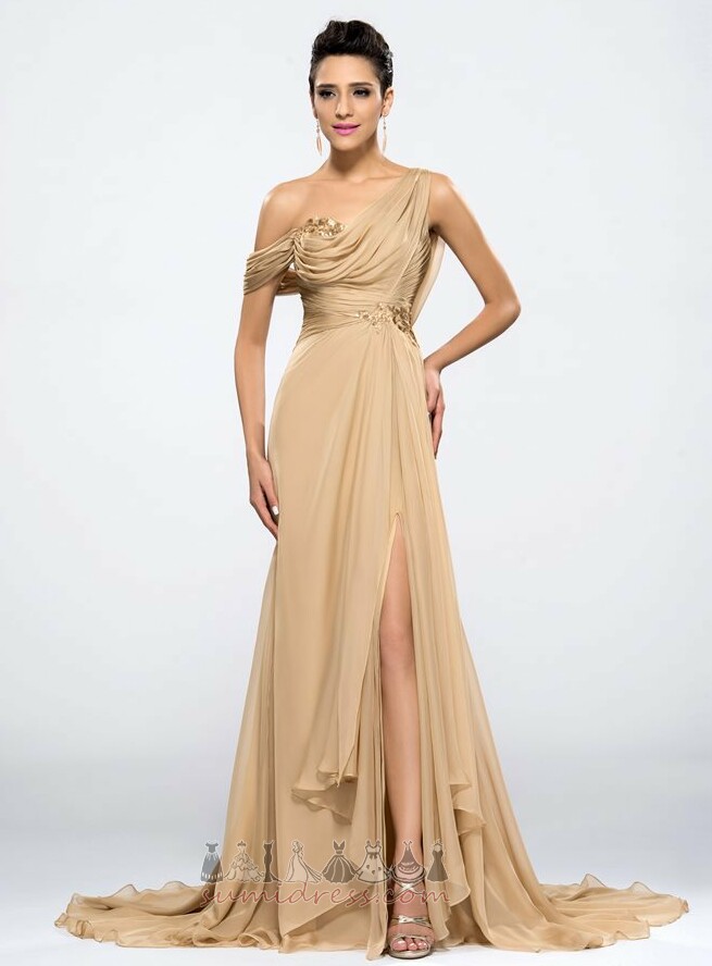 Mid Tillbaka Lång A-linjeformat Profilering Chiffong Asymmetrisk Kvälls kjol