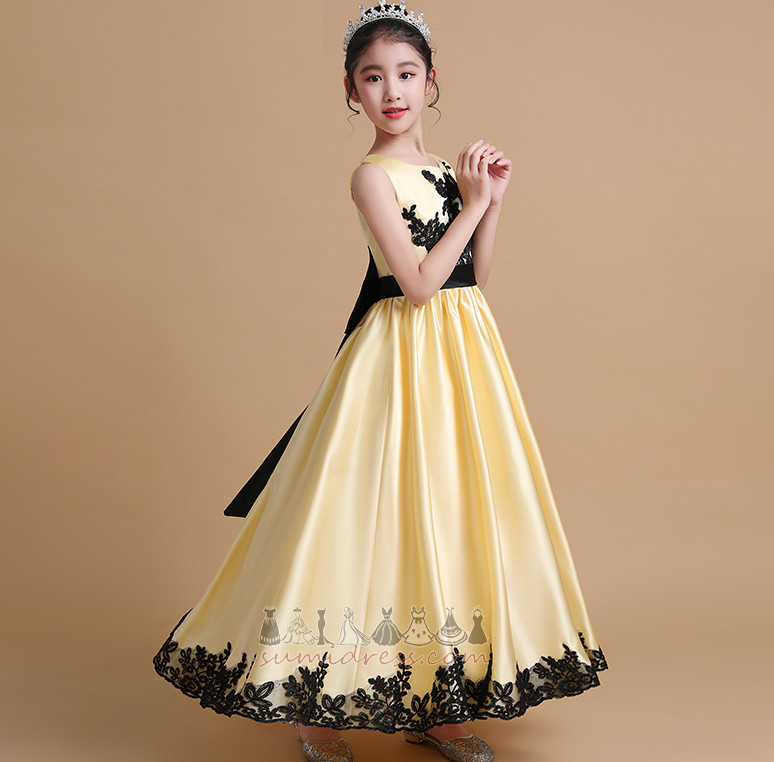μικρό κορίτσι φόρεμα Αμάνικο Φερμουάρ επάνω Σατέν Κόσμημα Κομψό Τονισμένα τόξο