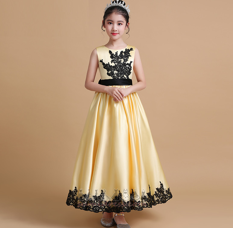 μικρό κορίτσι φόρεμα Αμάνικο Φερμουάρ επάνω Σατέν Κόσμημα Κομψό Τονισμένα τόξο