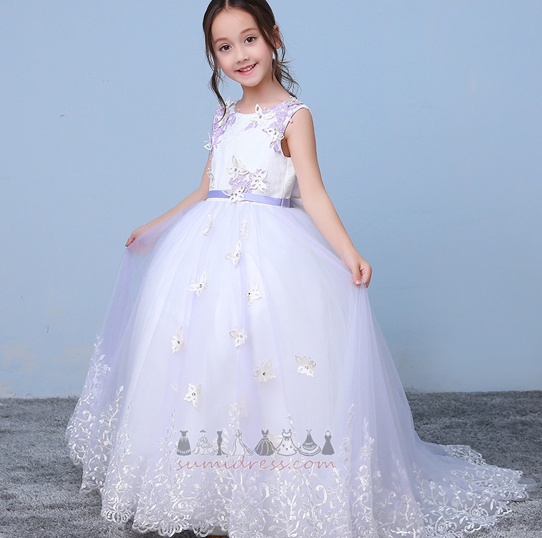 μικρό κορίτσι φόρεμα Αμάνικο Φυσικό Φθινόπωρο Επίσημη Δαντέλα επικάλυψης Τονισμένα τόξο