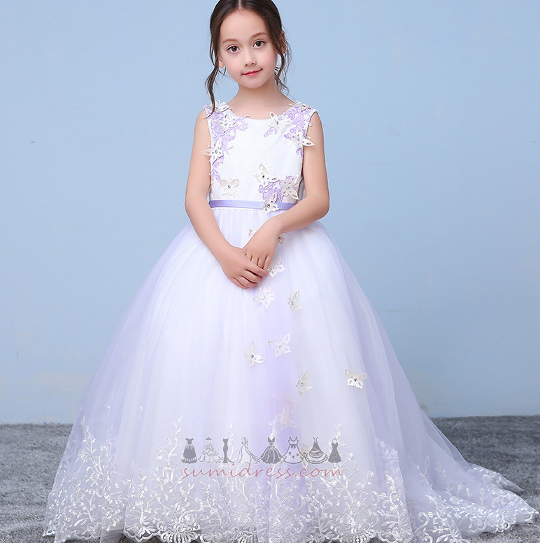 μικρό κορίτσι φόρεμα Αμάνικο Φυσικό Φθινόπωρο Επίσημη Δαντέλα επικάλυψης Τονισμένα τόξο