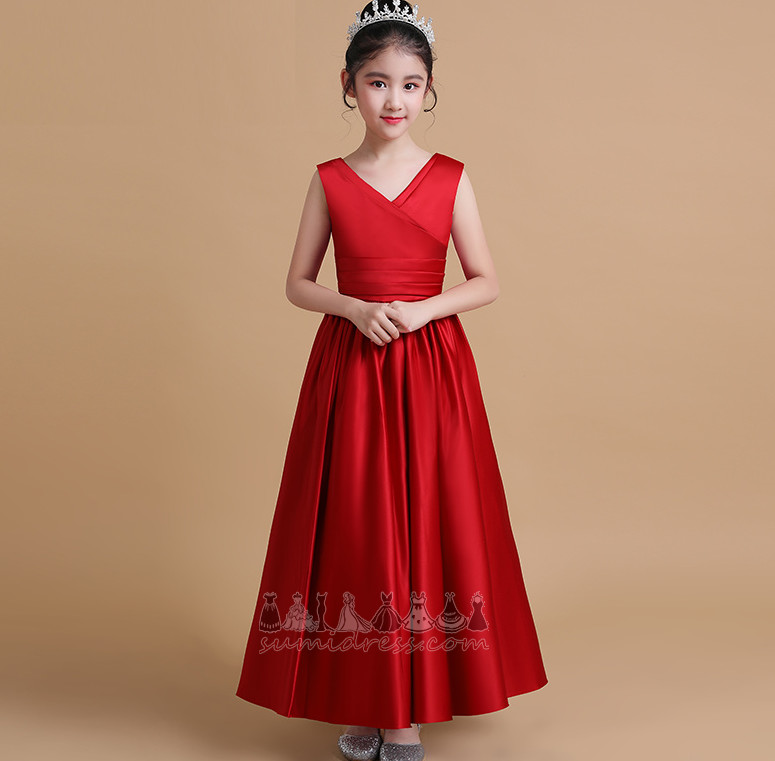 μικρό κορίτσι φόρεμα Φθινόπωρο Αμάνικο Φερμουάρ επάνω Α-Γραμμή Γάμος Οι πτυχωμένες μπούστο