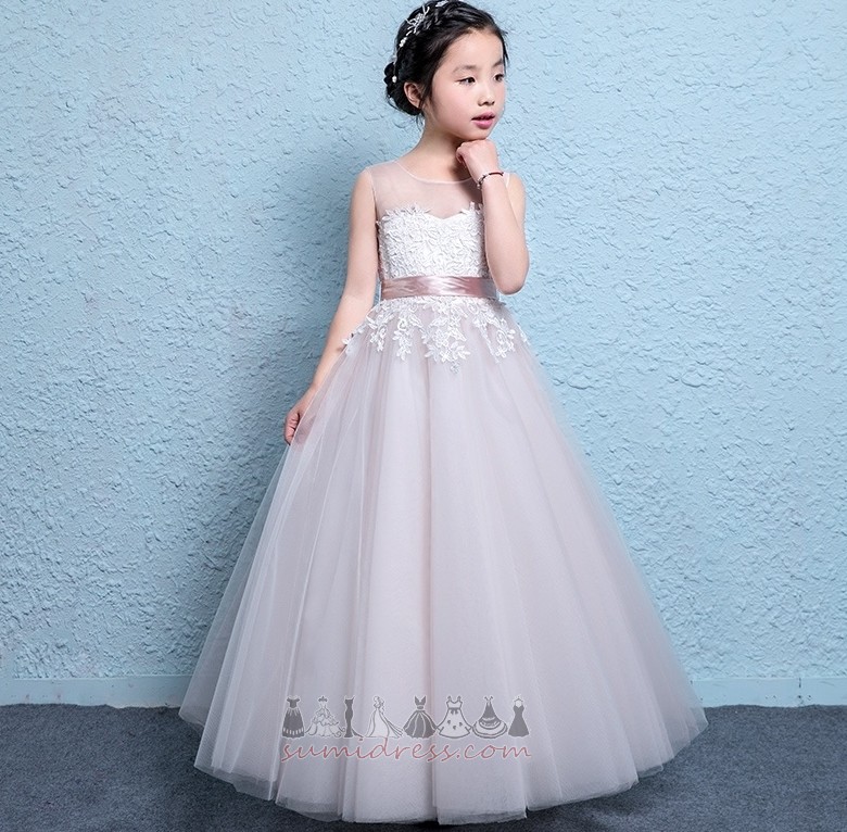 μικρό κορίτσι φόρεμα Φυσικό Γραμμή Α Δαντέλα Κλειδαρότρυπα πίσω Άνοιξη Αμάνικο