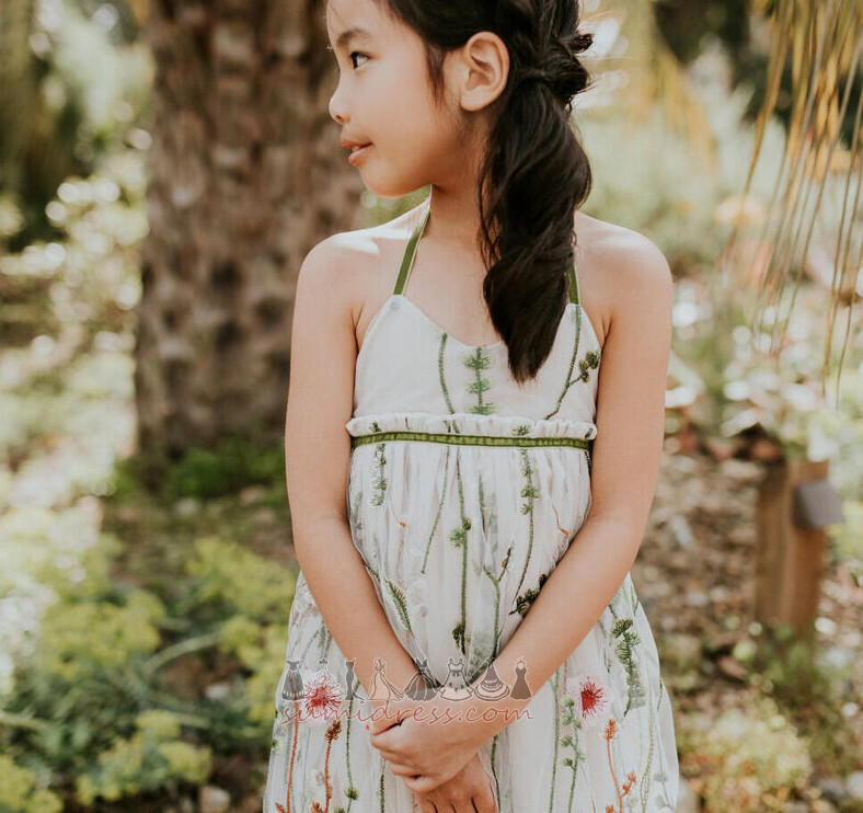 μικρό κορίτσι φόρεμα Φυσικό Μέσον Αυτοκρατορία τσάι Μήκος Λαιμόκοψη V Ντραπέ