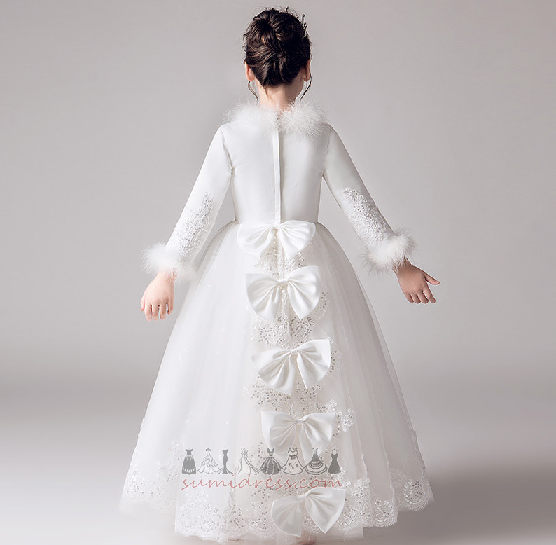 μικρό κορίτσι φόρεμα Γραμμή Α Μέσον Λαιμόκοψη V Αστράγαλο Μήκος Μακρύ Μανίκι Φυσικό
