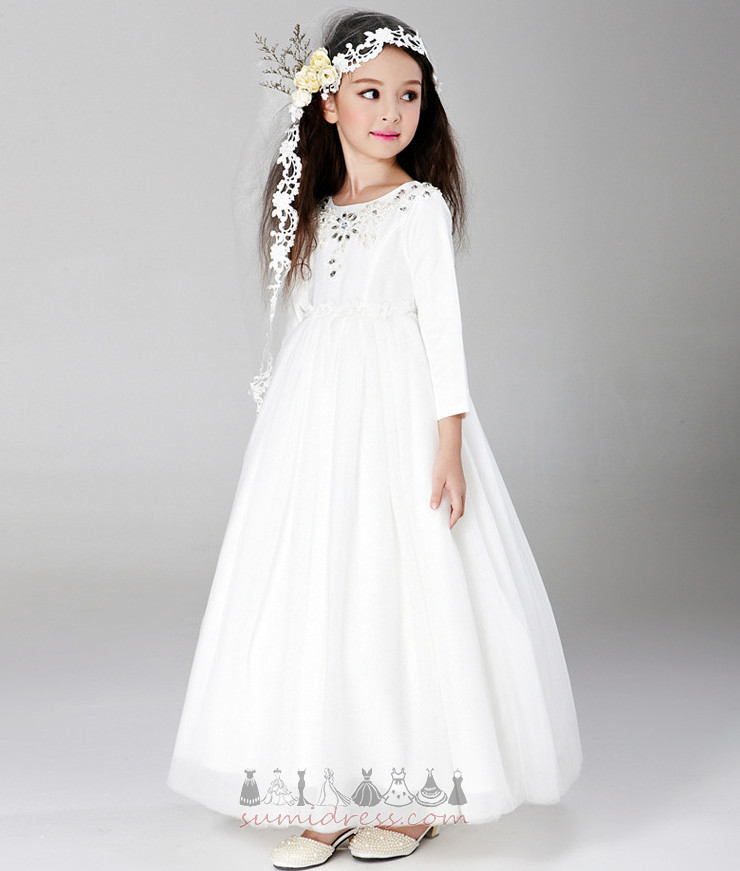 μικρό κορίτσι φόρεμα Κοντομάνικη μπλούζα Μακρύ Μανίκι Αστράγαλο Μήκος Κόσμημα Γραμμή Α