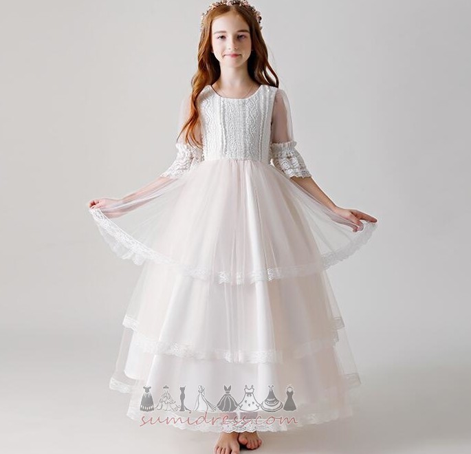 μικρό κορίτσι φόρεμα Κοντομάνικο Φυσικό Αστράγαλο Μήκος Κόσμημα Καλοκαίρι Φερμουάρ επάνω