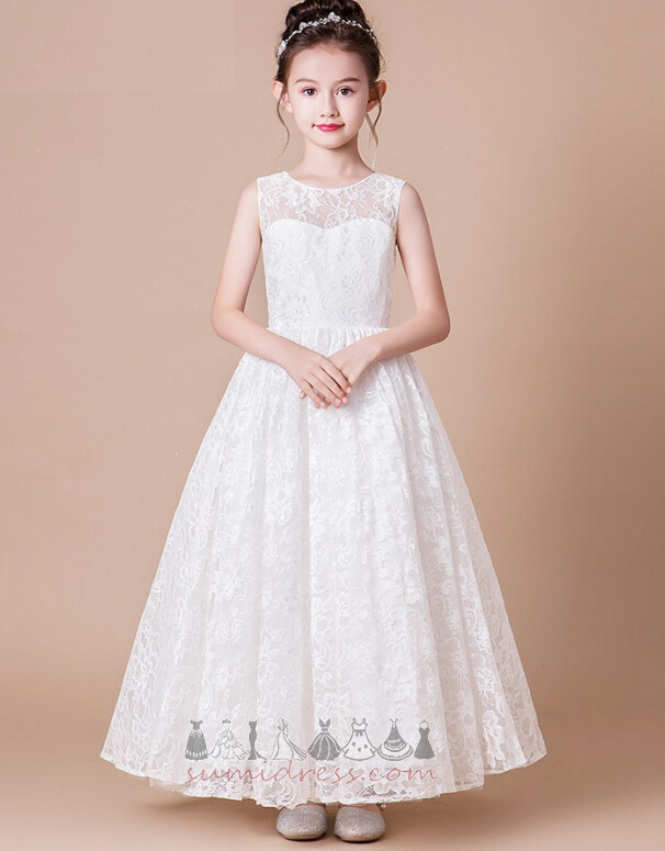 μικρό κορίτσι φόρεμα Κόσμημα Εμφάνιση / Απόδοση Φυσικό Αμάνικο Γραμμή Α Δαντέλα