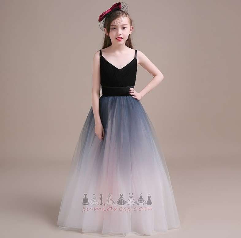 μικρό κορίτσι φόρεμα Λαιμόκοψη V Αμάνικο Κομψό Τούλι Γραμμή Α Τελετή
