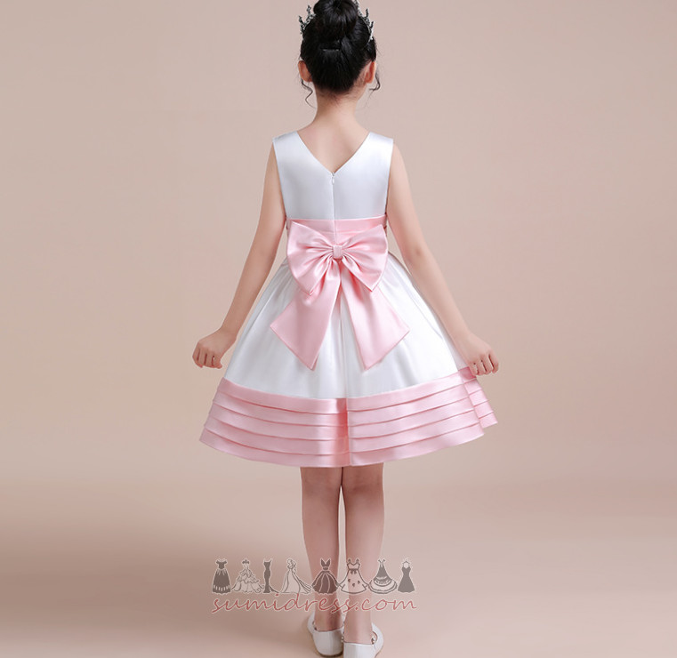 μικρό κορίτσι φόρεμα Μέσον Γραμμή Α Σατέν Κόσμημα Φθινόπωρο Φερμουάρ επάνω