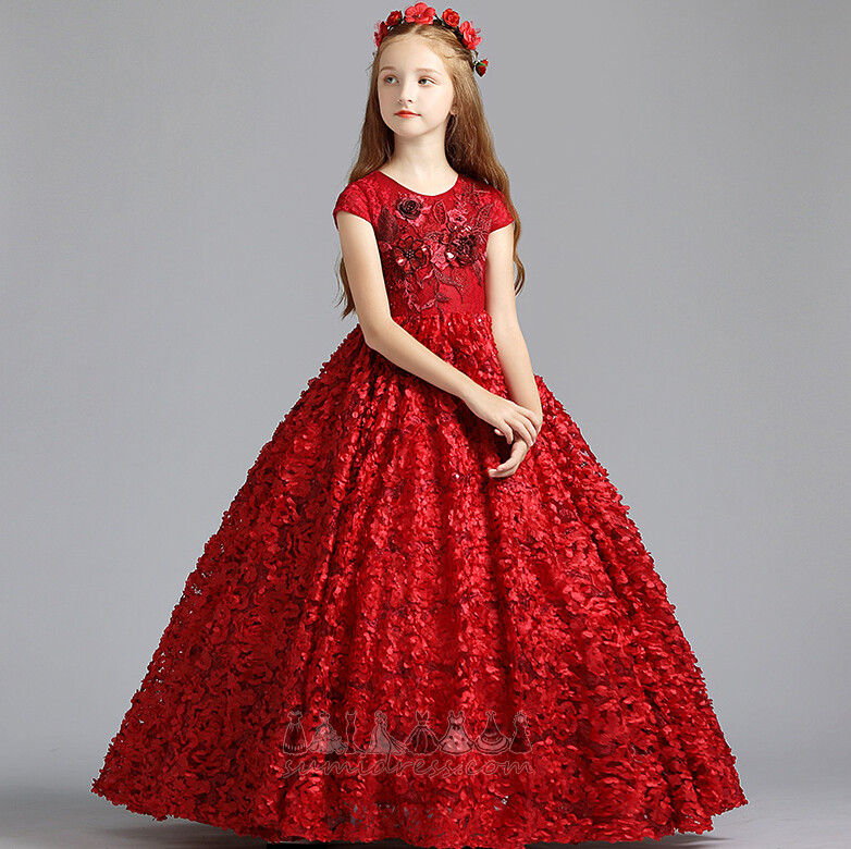 μικρό κορίτσι φόρεμα Ντραπέ Αστράγαλο Μήκος Φυσικό Επίσημη Μέσον Κοντομάνικο