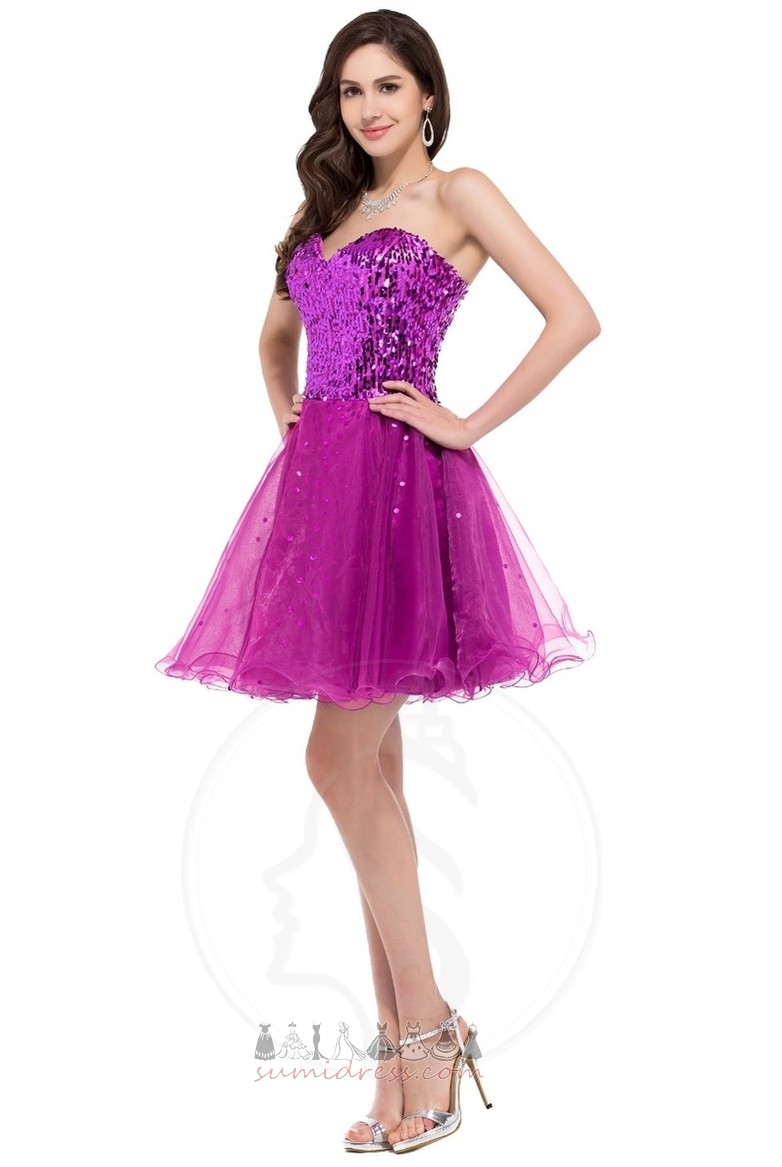 Mīļotā Krāšņi Ceļa garums Bumbieri Paillette Piedurknēm Homecoming kleita
