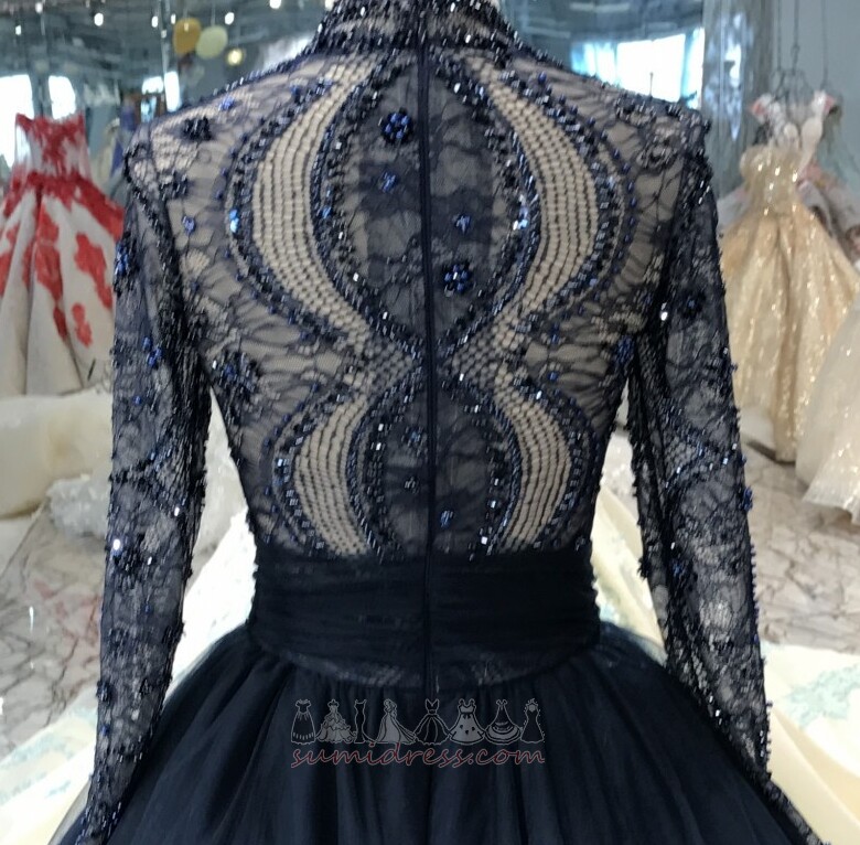 Mit Spitze Lange Ärmel Luxus Tüll Drapierung Zug zu fegen Brautkleid