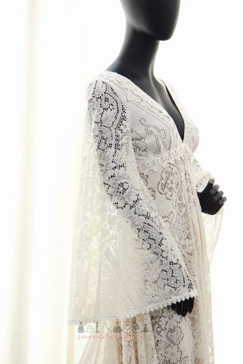 мереживо довгі рукави на відкритому повітрі імперії талії імперія Весільна сукня