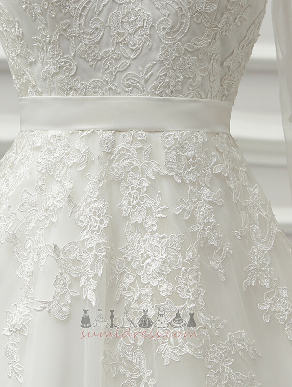 мереживо формальний зал довгі рукави V-подібним вирізом ілюзія рукава Весільна сукня