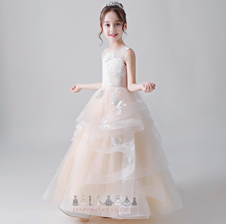 Мереживо Overlay Босоніжки середа аплікації природні Талія безрукавний Маленька дівчинка плаття
