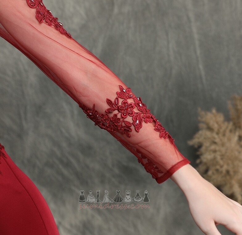 Мереживо Overlay ілюзія рукава довжина підлоги шик природні Талія маленька Вечірні плаття