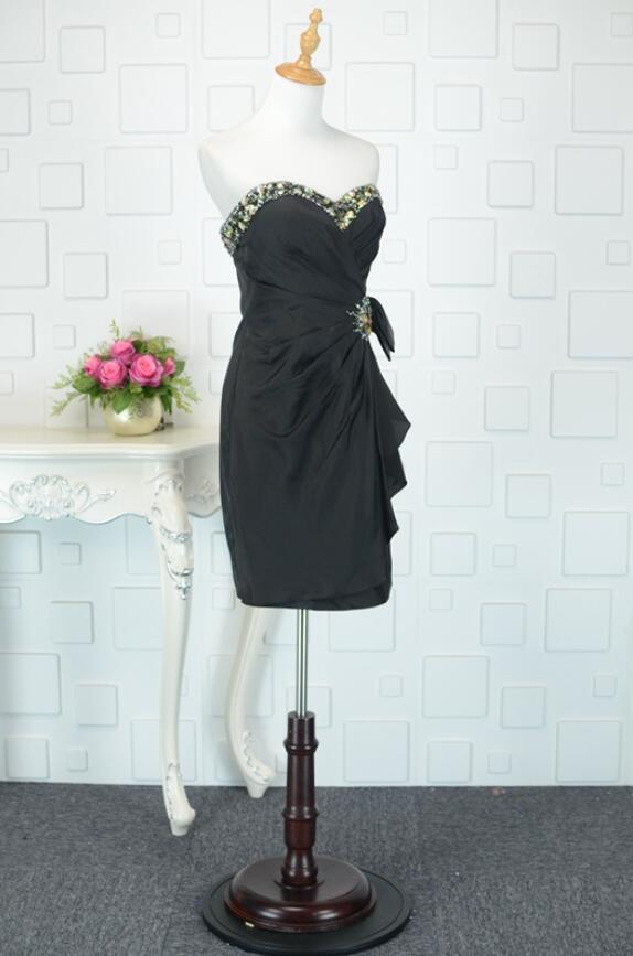 Mouwloos Medium Sweetheart Rimpeling Knie-Length Blote Rug Cocktail jurk