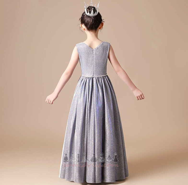 Mücevher Bağcıklı Bol dökümlü Kat uzunluğu Orta Bahar Çiçek kız elbise