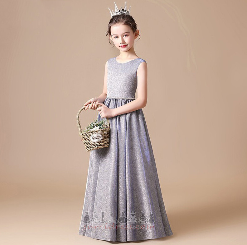 Mücevher Bağcıklı Bol dökümlü Kat uzunluğu Orta Bahar Çiçek kız elbise