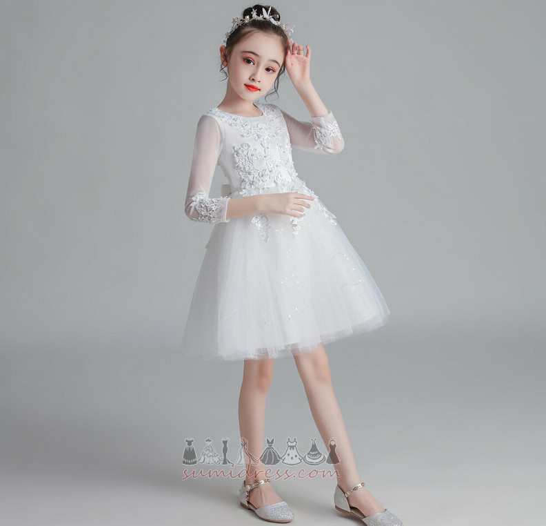 Mücevher Göz alıcı Parti Kış Uzun kollu Dantel Çiçek kız elbise