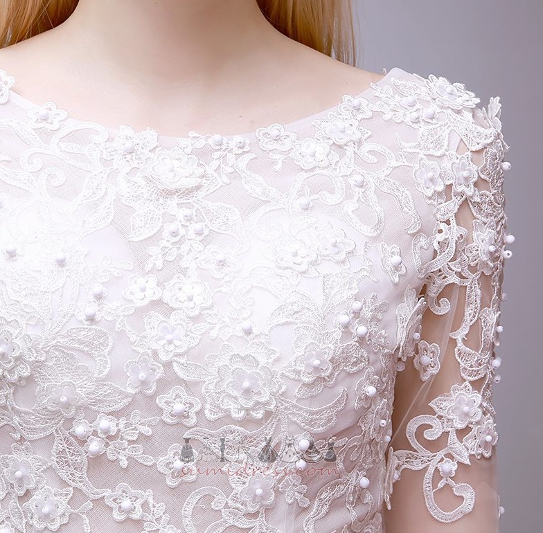 Multi Layer Satin Pearls Natural Waist Asymmetrical Summer Wedding Dress