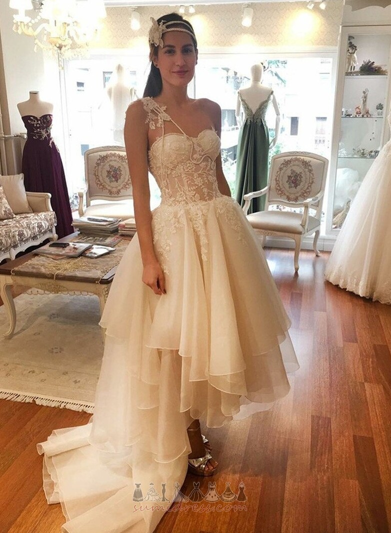 Multi Layer Sleeveless Zipper Up Organza Medium Beach Wedding Dress