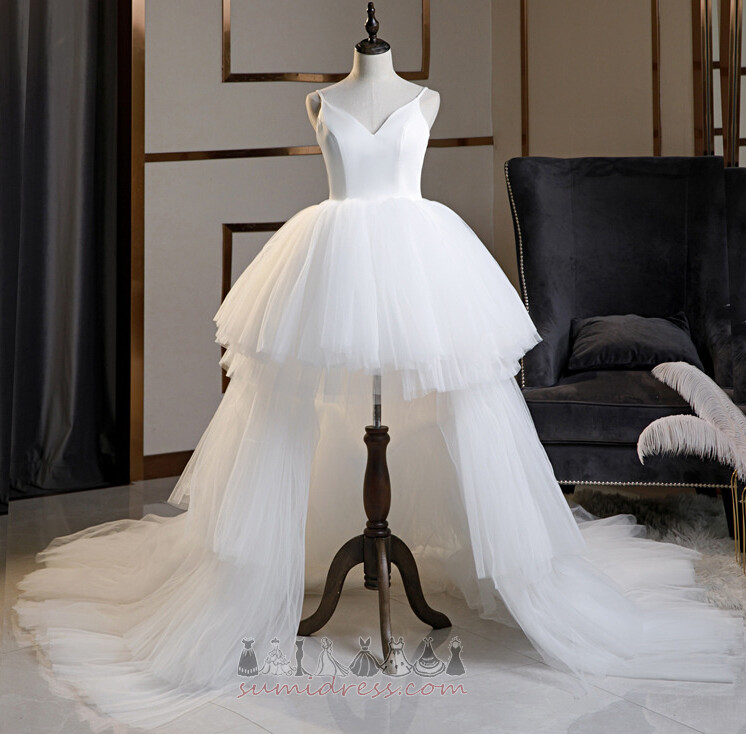 Multi Layer Zipper Up Asymmetrical Chic Tulle Hemline Asymmetrical Wedding gown