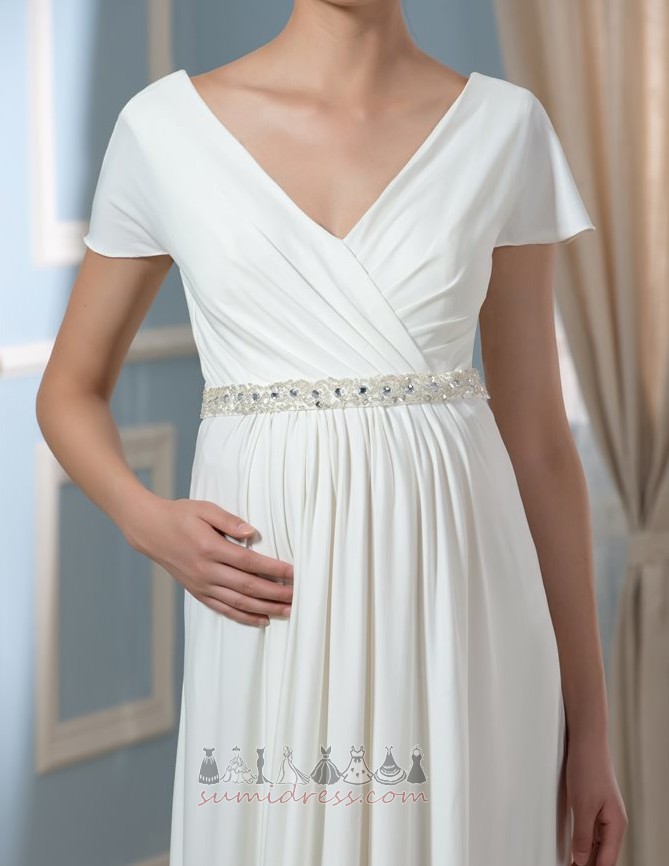 Mutterschaft Elegante Rückenfrei V-Ausschnitt Draussen Plissiert Braut Kleid