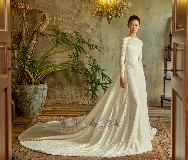 Mygtukas Gamtos juosmens Ilgomis rankovėmis Ilgai Žiemos Užtrauktukas iki Vestuvinė suknelė