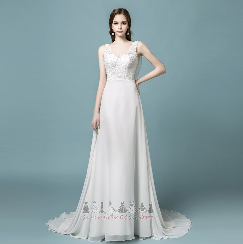 на відкритому повітрі середа безрукавний V-подібним вирізом без спинки Весільна сукня
