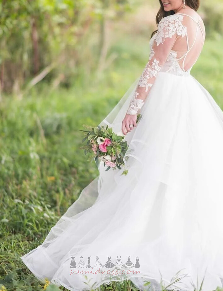 на відкритому повітрі замкова щілина довгі рукави ілюзія рукава марочний Весільна сукня