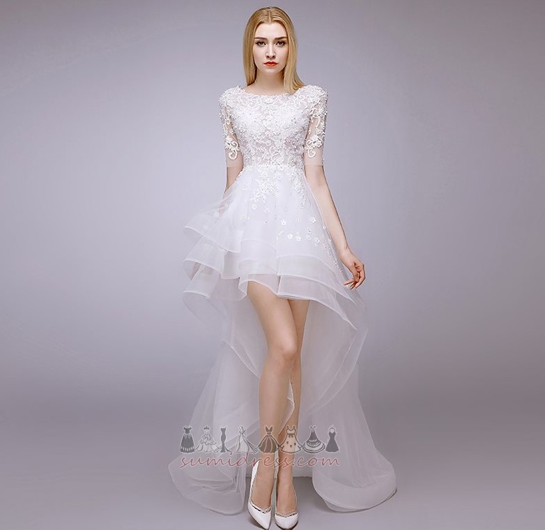 Naravni pasu Biseri Asimetrični Multi Layer Satin Poletje Poročne obleko