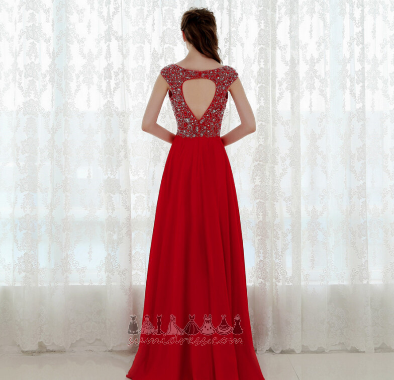 Natural Midja Chiffong juvel livstycket Ärmlös Elegant Sommar Aftonklänning