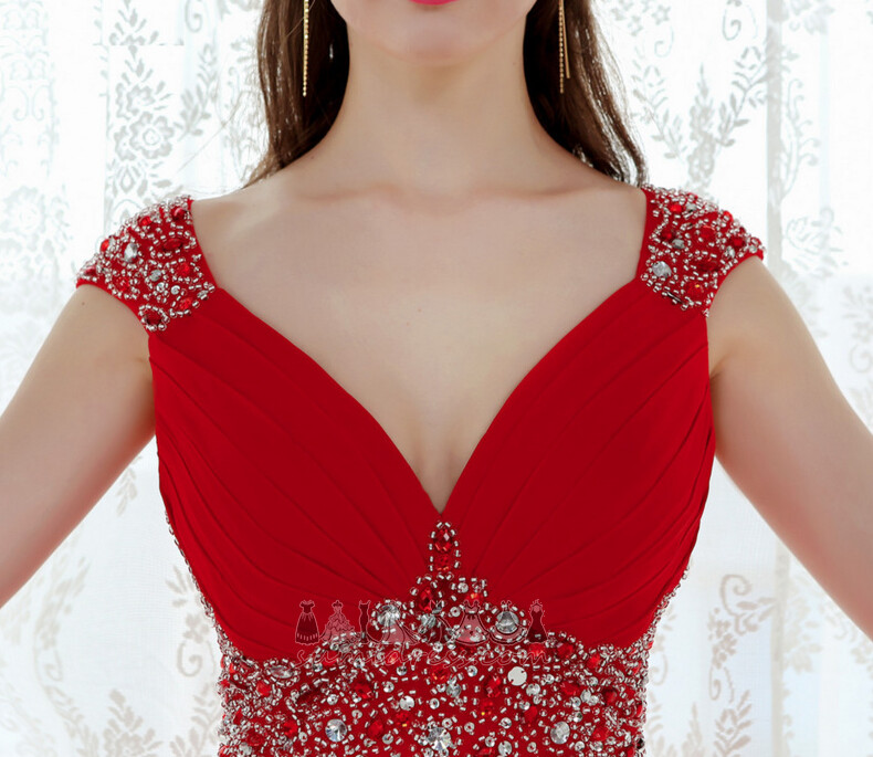 Natural Midja Chiffong juvel livstycket Ärmlös Elegant Sommar Aftonklänning