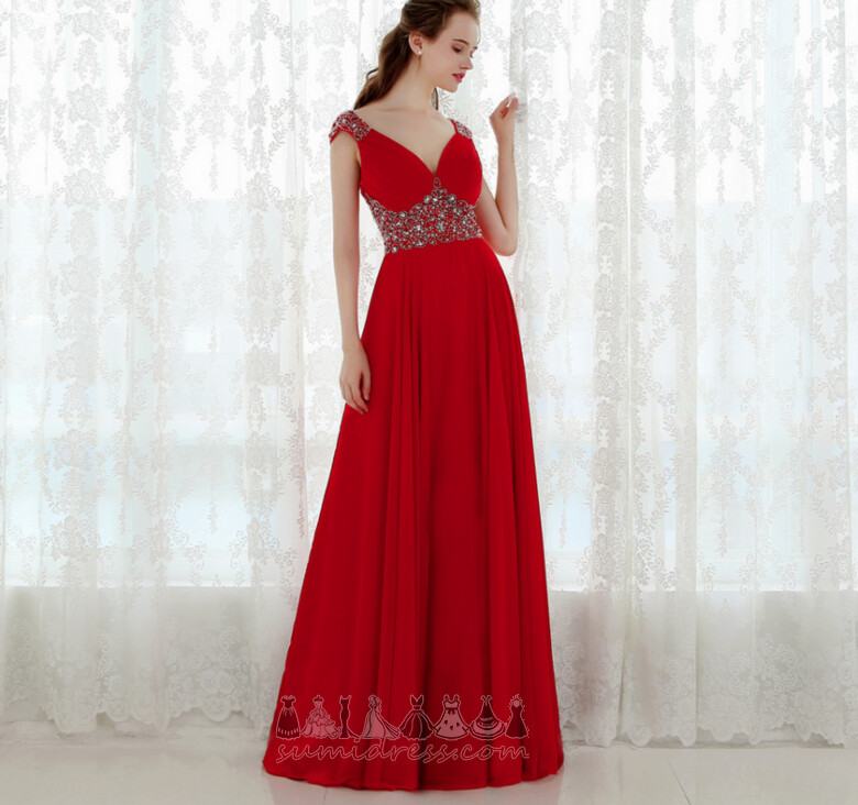 Natural Midja Chiffong juvel livstycket Ärmlös Elegant Sommar Aftonklänning