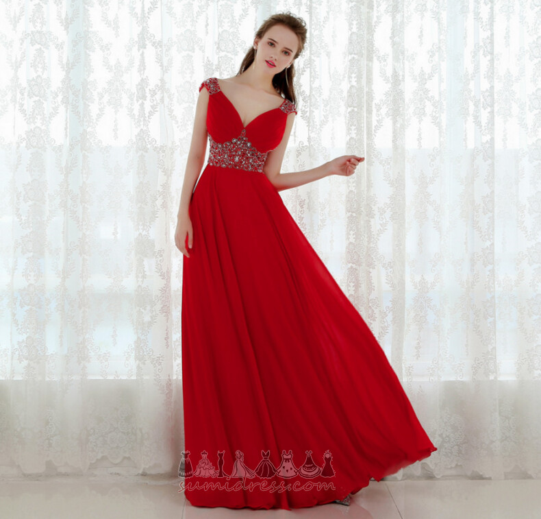 Natural Midja Chiffong juvel livstycket Ärmlös Elegant Sommar Aftonklänning