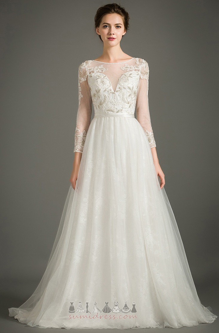 Natural Midja Multi Layer Höst Dragkedja Elegant A-linjeformat Bröllopsklänning