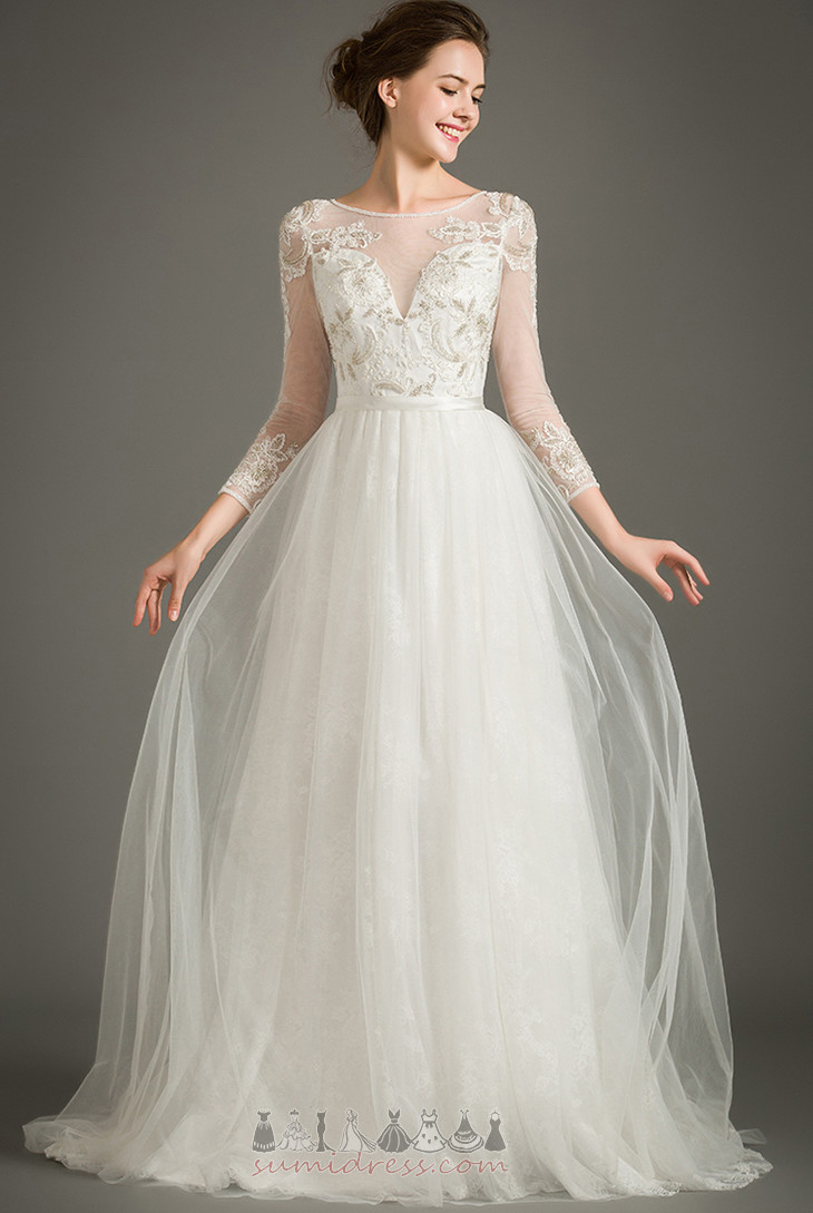 Natural Midja Multi Layer Höst Dragkedja Elegant A-linjeformat Bröllopsklänning