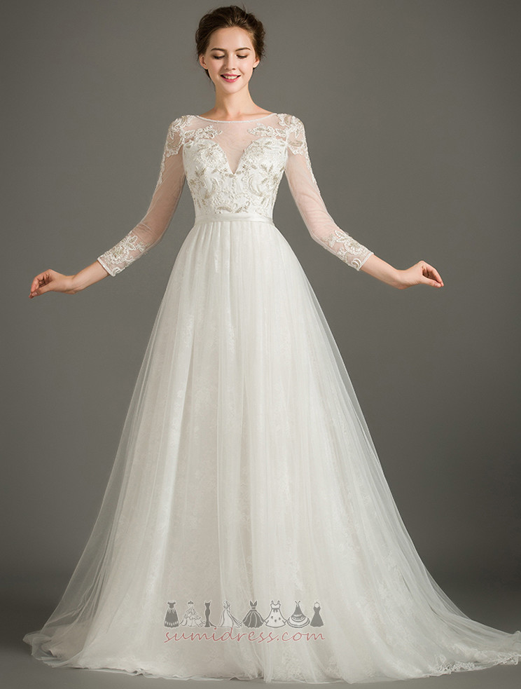 Natural Midja Multi Layer Höst Dragkedja Elegant A-linjeformat Bröllopsklänning