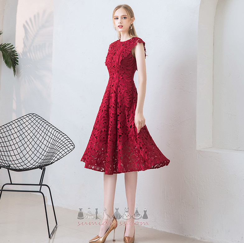 Natural Midje Lace Elegante Blonder overlegg Kne-lengde A-formet cocktail kjole