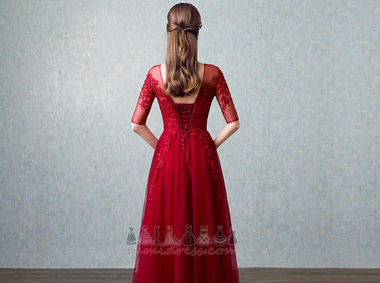 Natural Midje Middels Lace Snøring Luksuriøs Juvelen krage Brudepike kjole