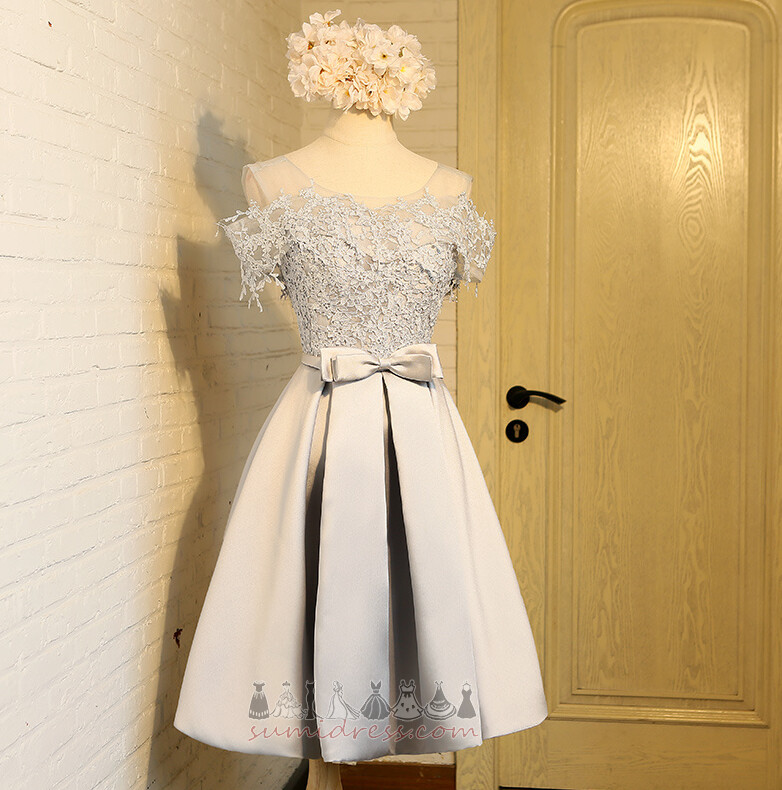 Natural Midje Off-the-Shoulder Våren Kne-lengde Glamorøse Avkortet ermer Brudepike kjole